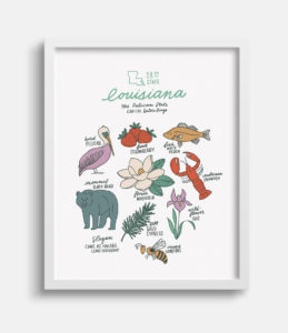 Louisiana State Symbols Print by Joanna Dee